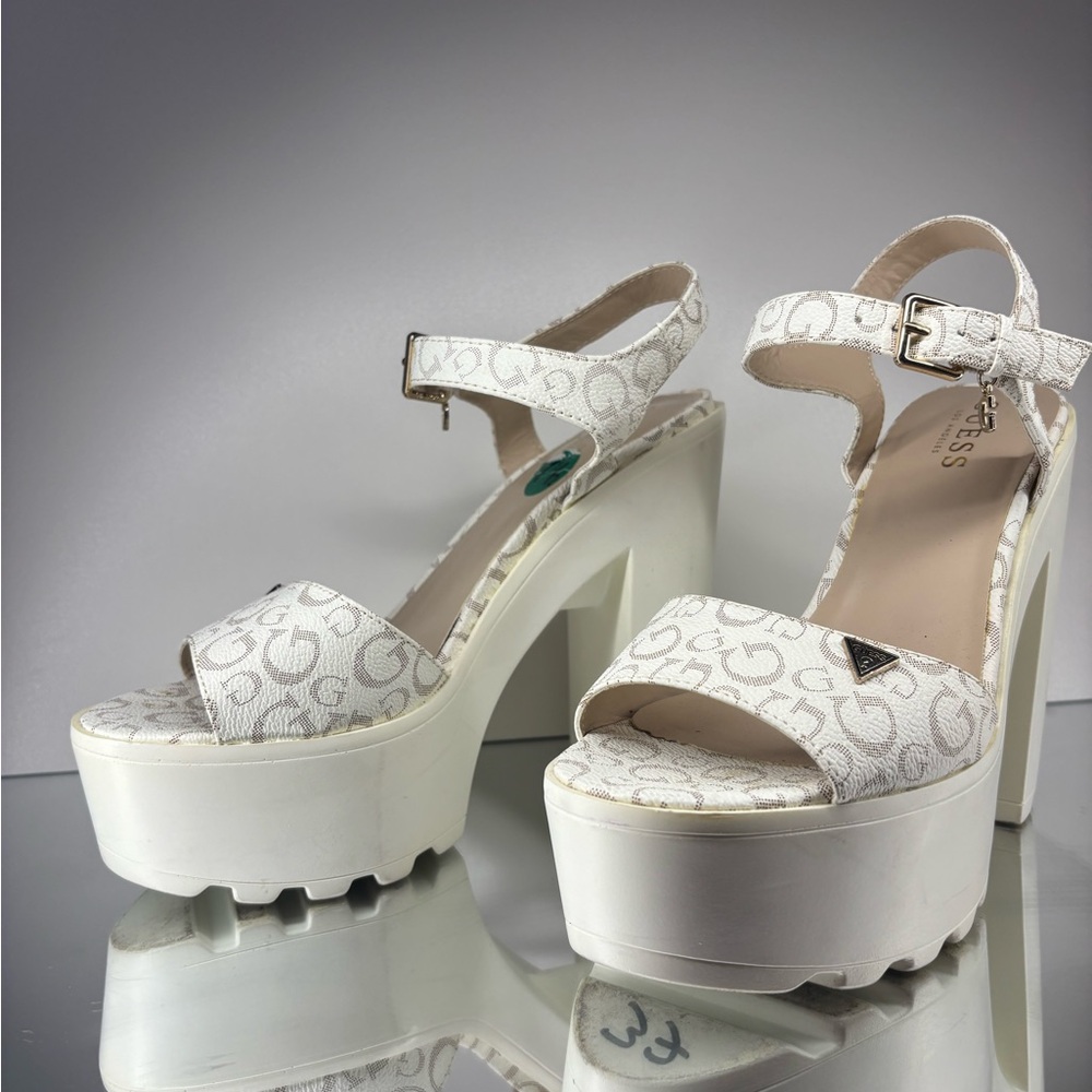Guess White Platform Shoes with Strappy Design
